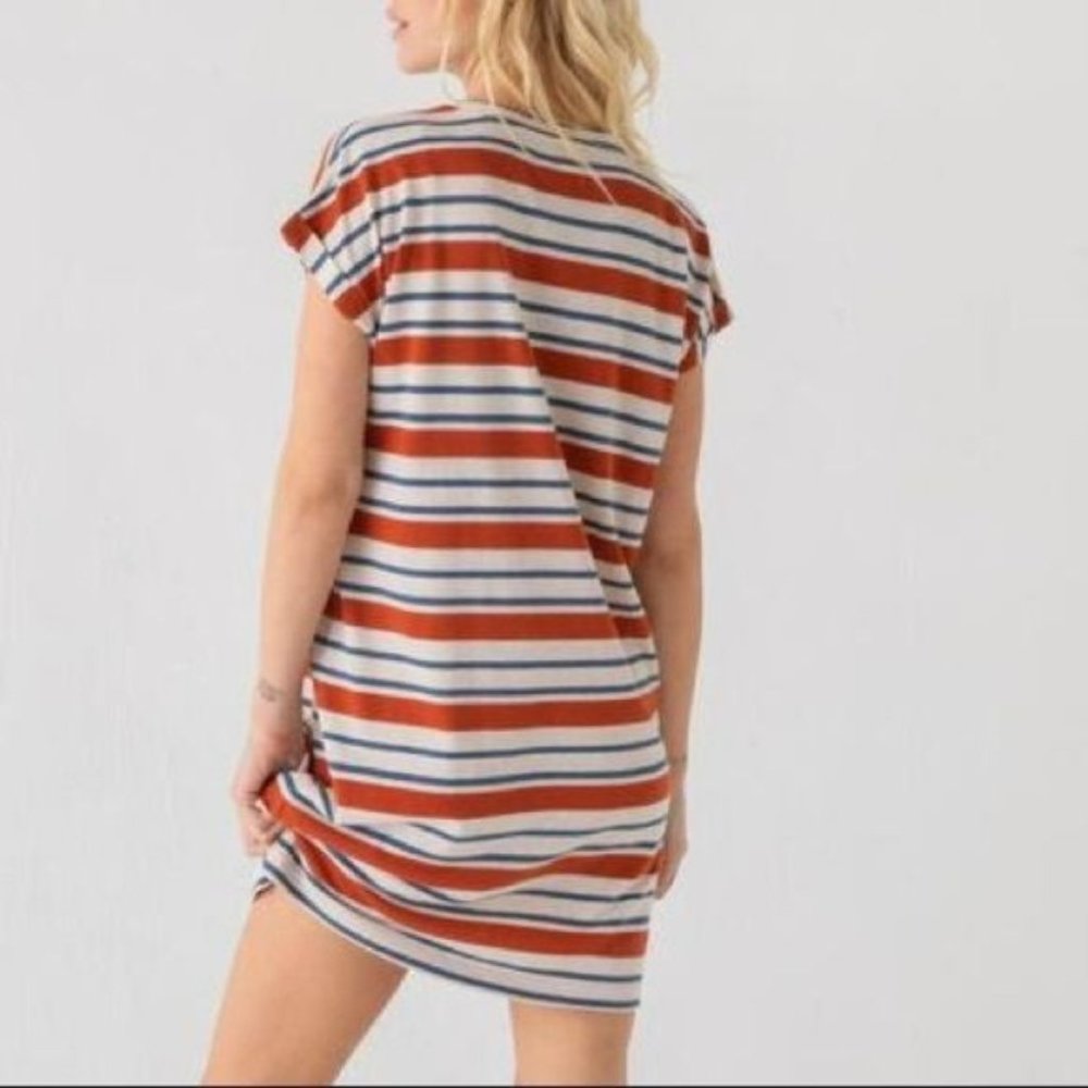 THREAD & SUPPLY Linen Burnt Orange Striped Dress Sz M